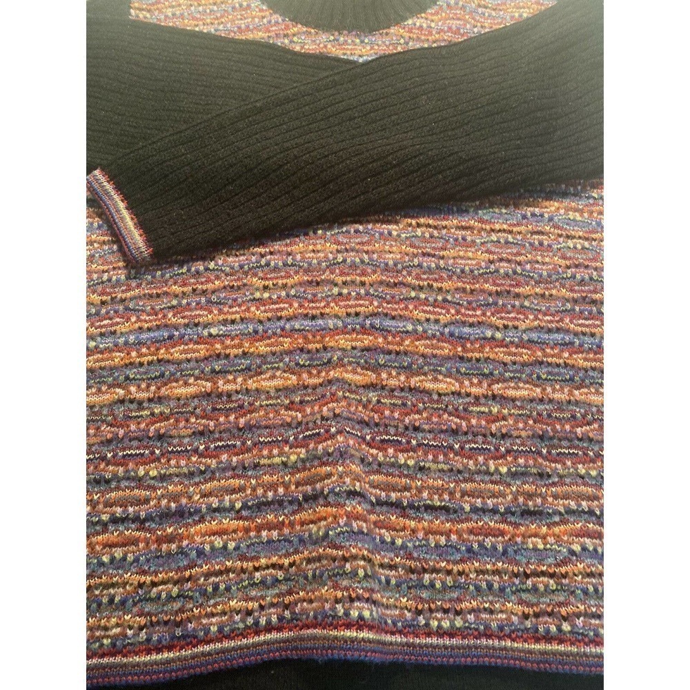 Filiforme Ribbed Wool Sweater Turtleneck Made in Italy Black Size Small - Picture 5 of 9